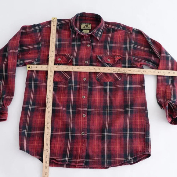 Vintage 90S Field And Stream Red And Black Checker Button Up  Thick Cotton Shirt - Picture 3 of 13